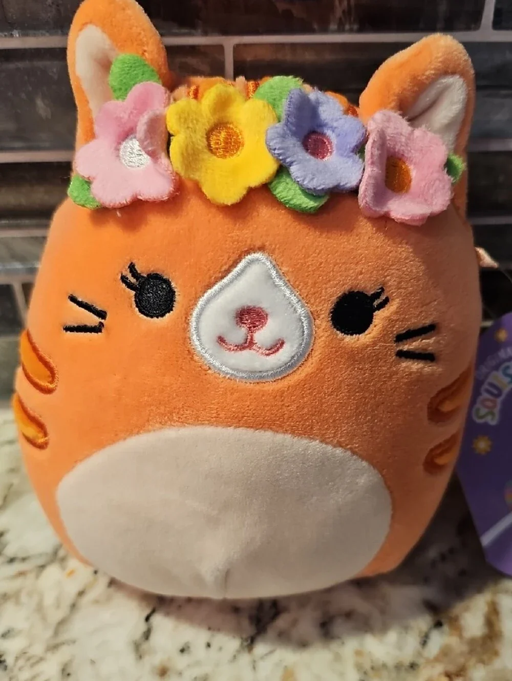 Squishmallows Orange and White Gigi Plush Tag